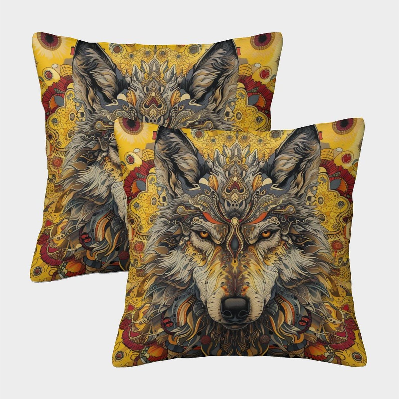 kaiyun 2 Pack 3D Ultra Wolf Cushion 3D Soft Touch Pillowcase,sofa Chair Home Furnishings 40x40cm