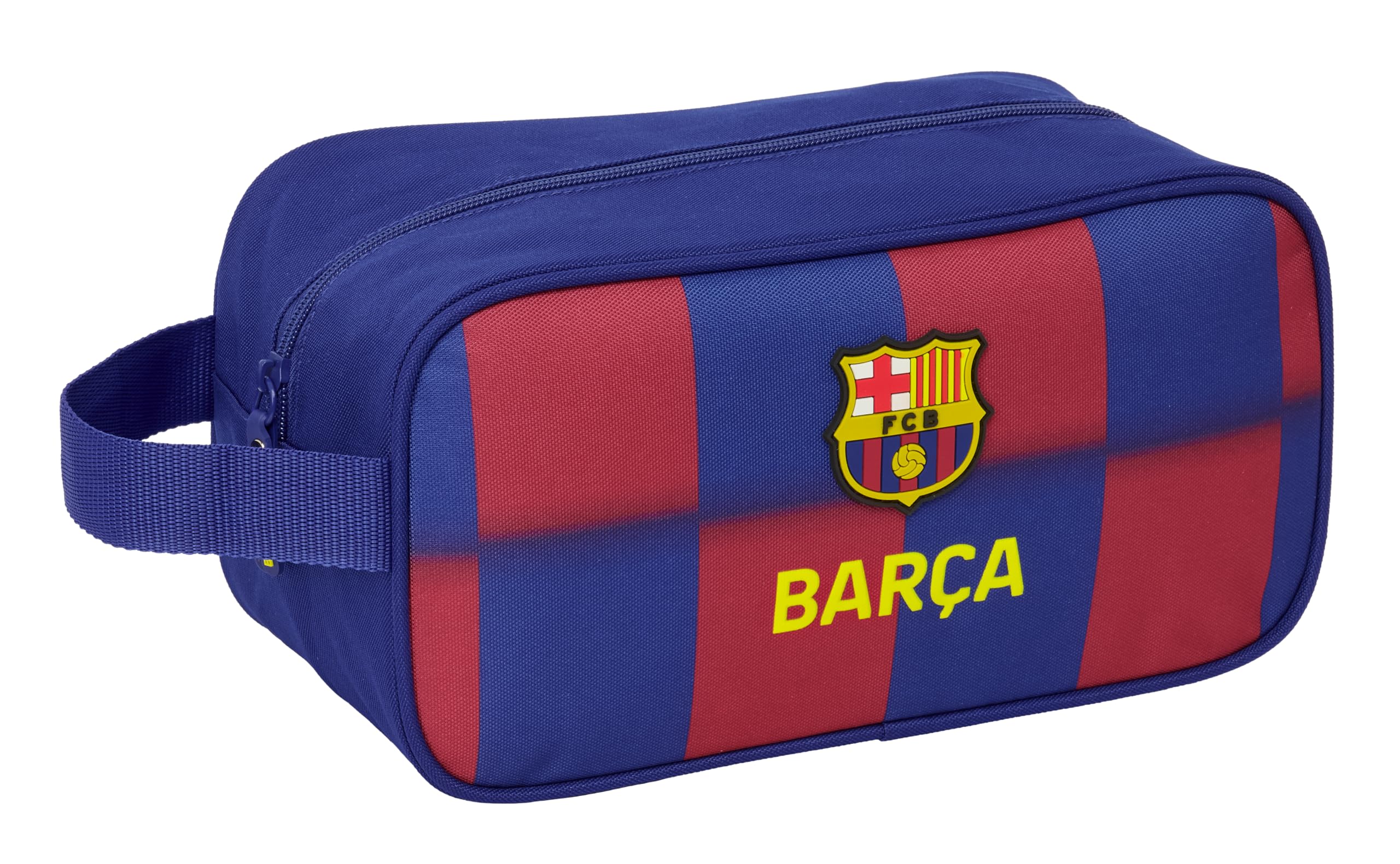 F.C. Barcelona 1. Mannschaft 25/26 – Mittelgroße Schuhtasche, multifunktional, für Sport, außerschulisch, Fußball, bequem und vielseitig, 29 x 14 x 15 cm, blau/Granate, Mediano, Lässig
