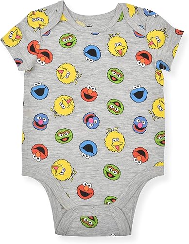 Vista 6 de Sesame Street Paquete de 5 mamelucos de manga corta para bebés y niños recién nacidos