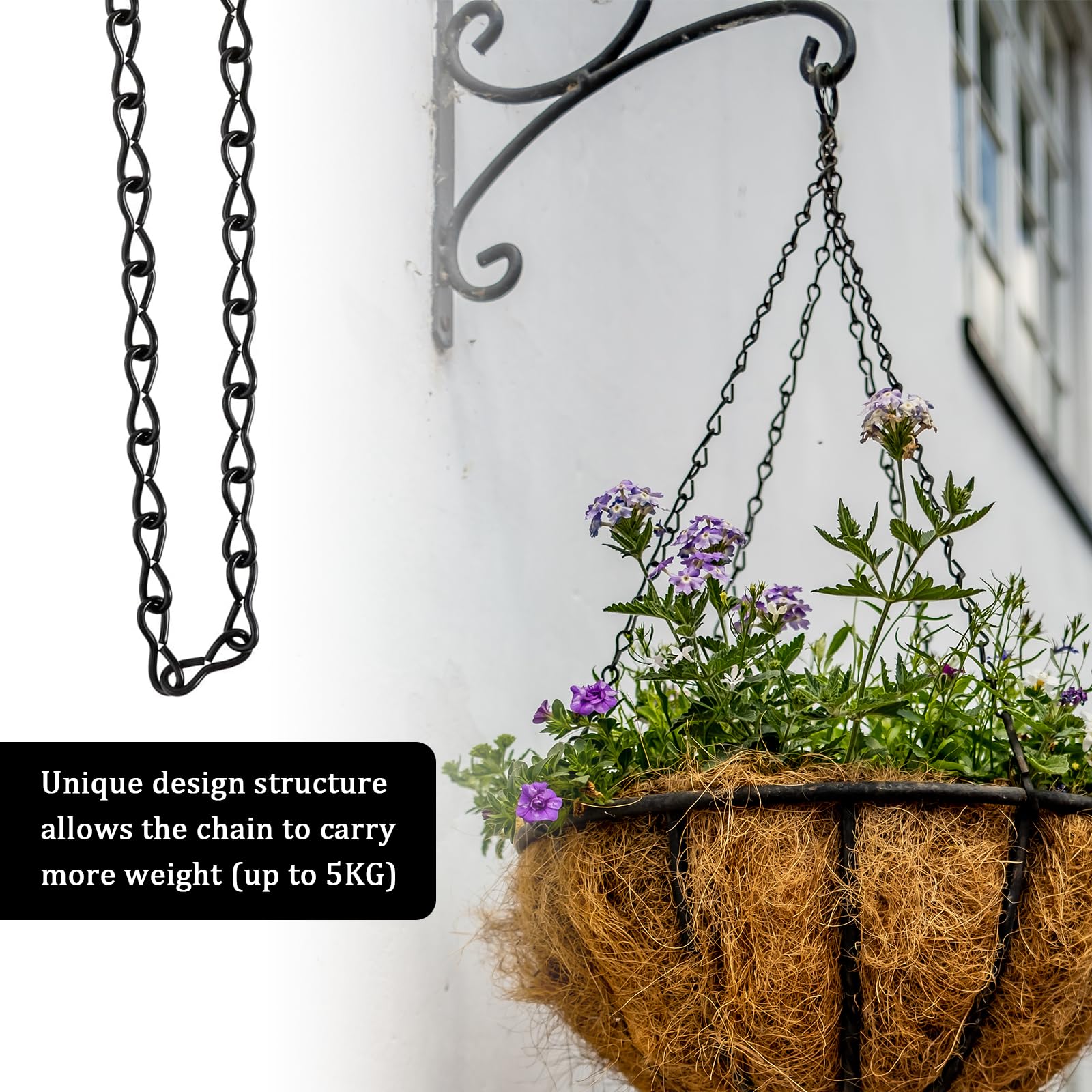 10 Stück Blumenampel Ketten 50cm Metallkette Mit Haken - Blumentopf Hängend Kette Für Innen & Außen
