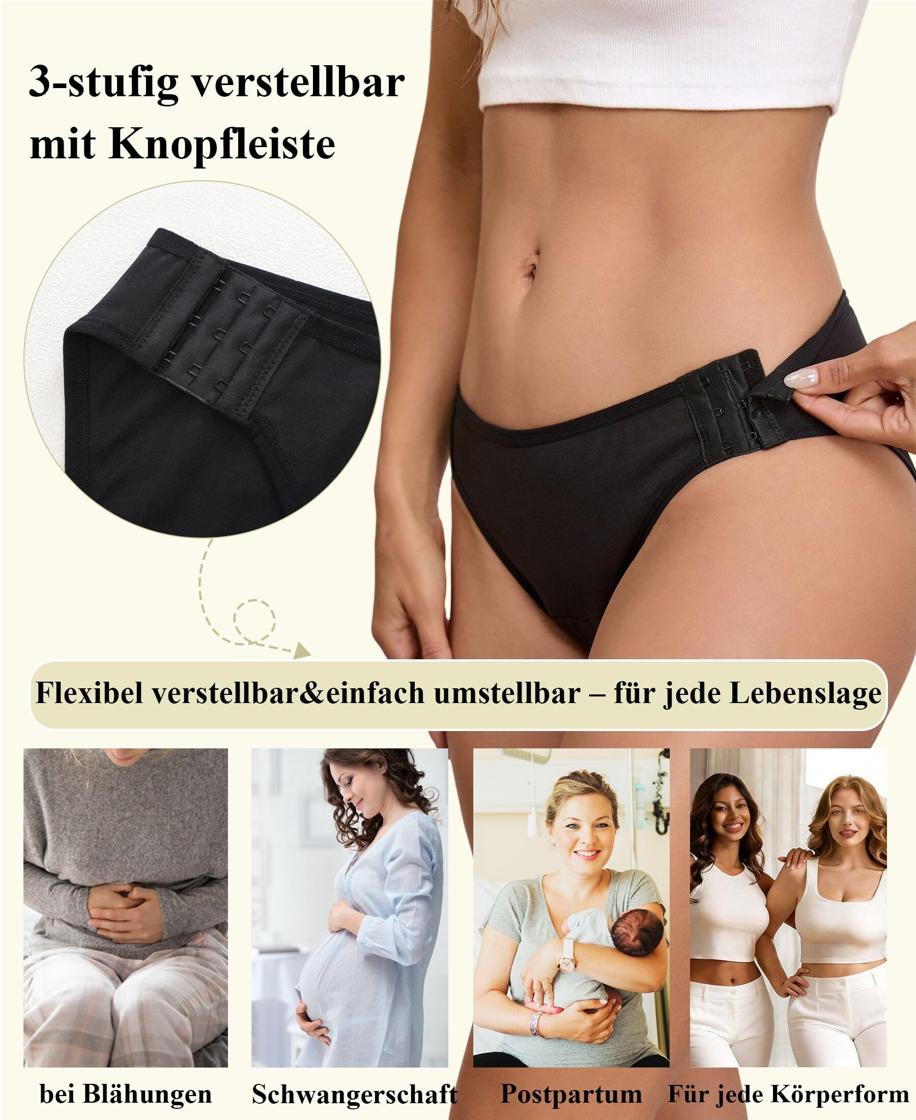 ALL OF ME Ropa Interior Menstrual para Mujer, Flujo abundante (60 ml), Ropa Interior de algodón, Ajustable, Braguitas, M — view 4