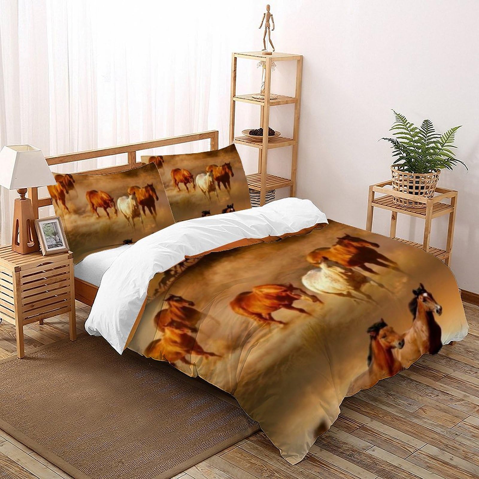 Housse de couette 200x200 animaux 3D en microfibre pour lit double enfant
