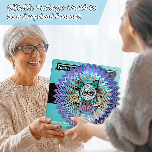 Miniatura 2 de FONMY Molinillo de viento de calavera de azúcar, escultura de viento de acero inoxidable 3D de 12 pulgadas, regalo de Navidad, decoración de