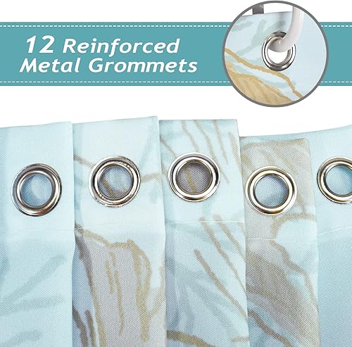 Miniatura 10 de Bonhause Cortina de ducha con diseño de tortuga marina para baño, cortina de baño decorativa costera, 72 x 84 pulgadas, tela de poliéster,