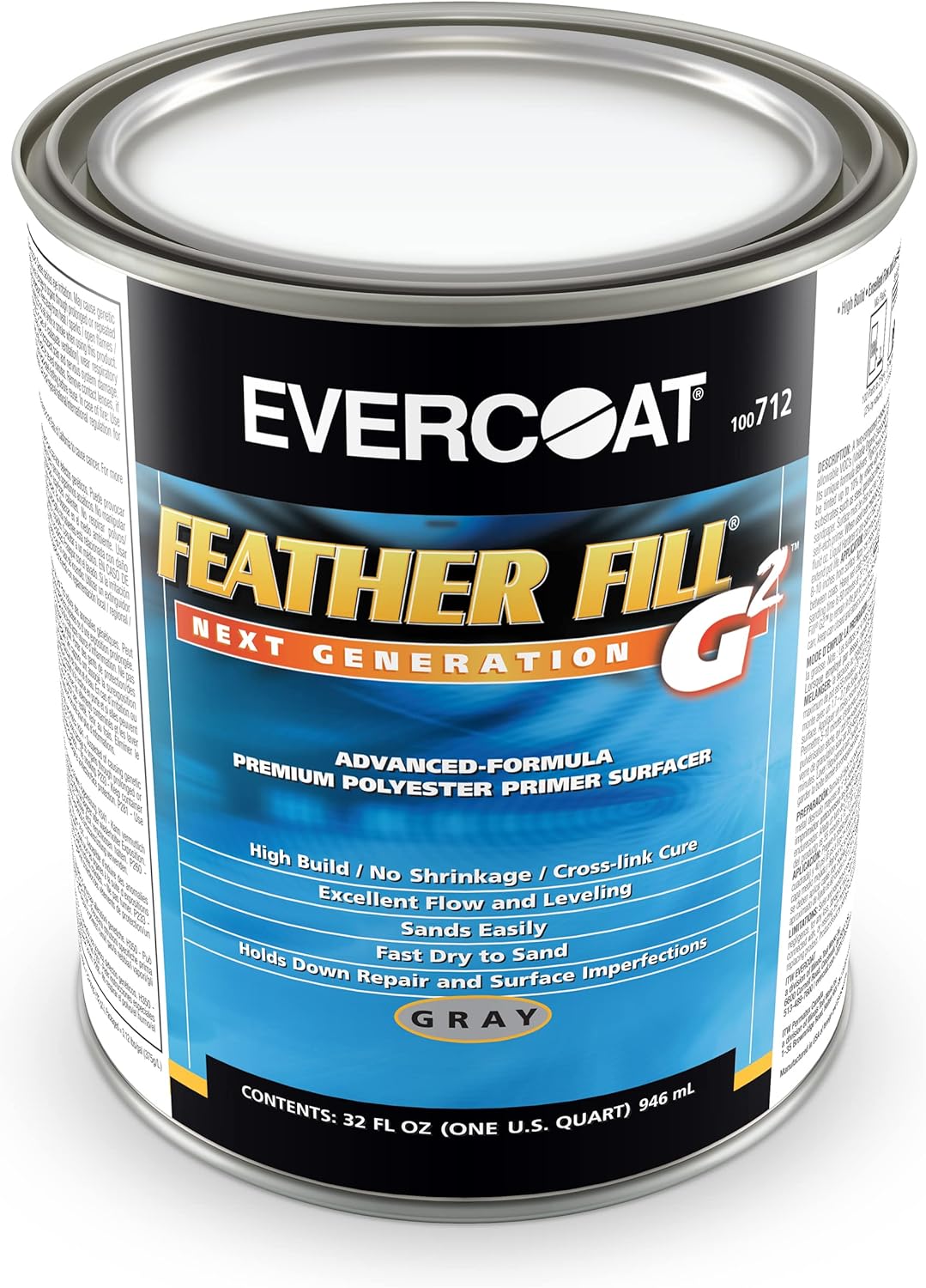 Evercoat Feather Fill G2 Premium Polyester Primer Surfacer for Fiberglass, SMC & More - 32 Fl Oz