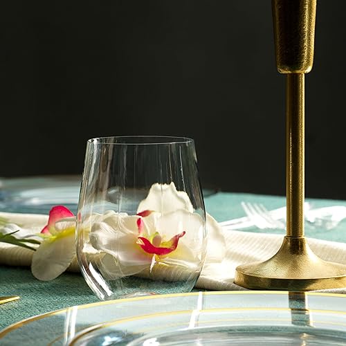 Miniatura 3 de Paquete de 48 copas de vino de plástico sin tallo desechables de 12 onzas tazas de vino de plástico transparente inastillables reciclables y sin BPA