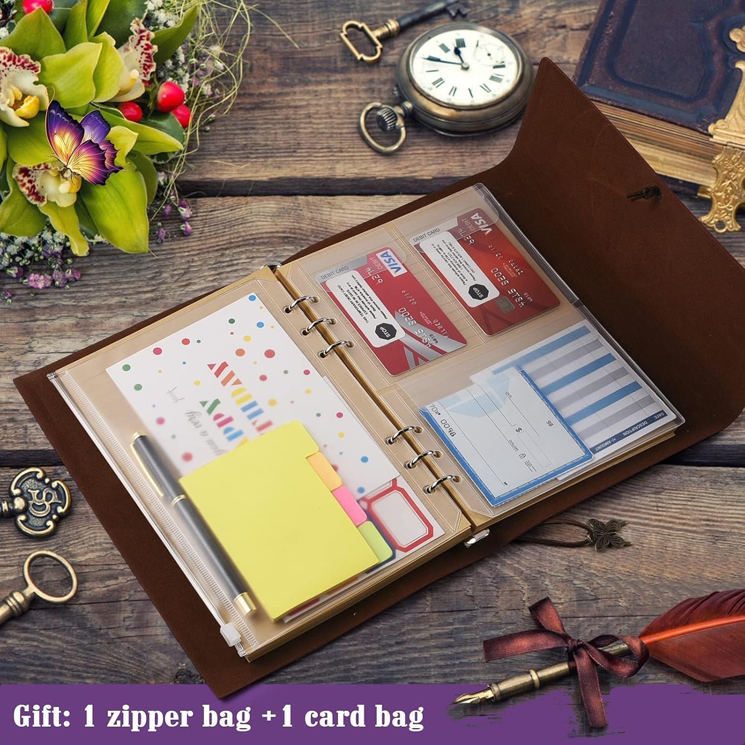 OMEYA Leather Journal Notebook, Refillable Writing Journal Diary Planner, Gifts For Women,Men, Girls, Sister, Friends(Purple, A5-9.3''×6.3'') (Pack of 2) image 5