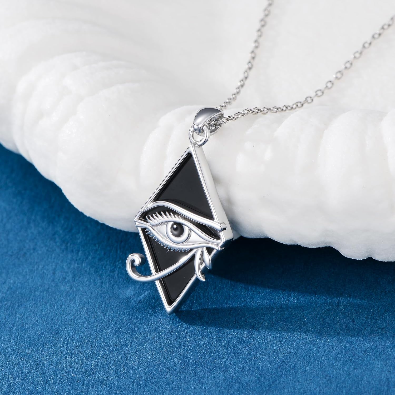 PELOVNY Egyptian Necklace 925 Sterling Silver Ankh/Eye of Horus/Anubis Pendant Mythology Jewelry for Anniversary Birthday Christmas Gifts Women Men