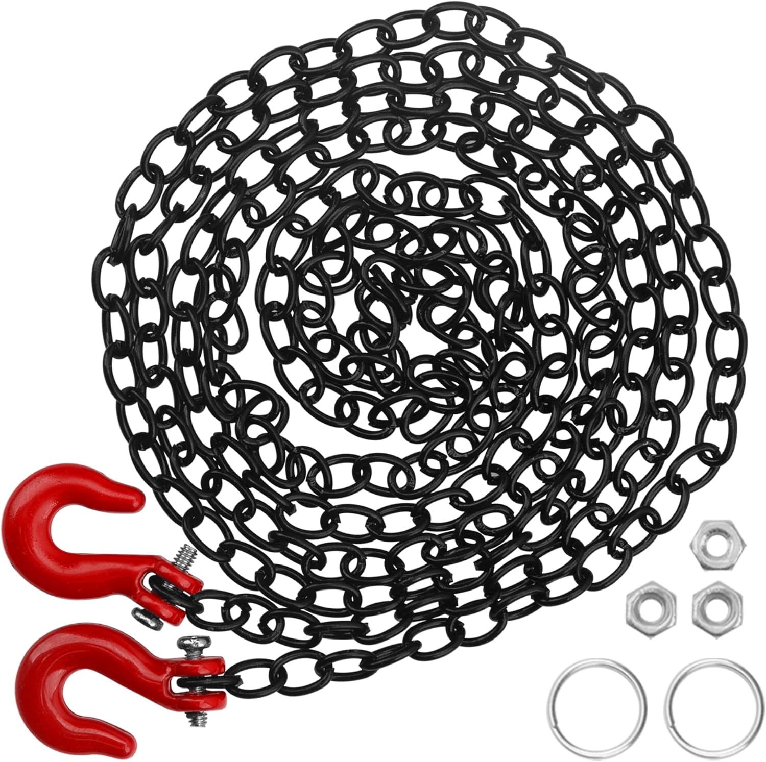 RC Simulation Fire Extinguishers Metal Trailer Tow Hooks Winch Hook w/Trailer Chain Decoration Part Compatible with Traxxas TRX4 Axial SCX10 Tamiya D90 1/10 RC Crawler