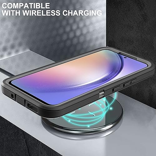 Miniatura 7 de Funda para Samsung Galaxy A54 5G, 3 en 1, protección resistente a prueba de golpes con 2 protectores de pantalla de vidrio templado, (negrogris)