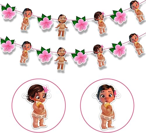 Miniatura 2 de BBY - Guirnalda decorativa Mna Suministros para fiesta de cumpleaños temática de isla tropical Guirnalda colorida hawaiana Luau para cumpleaños,