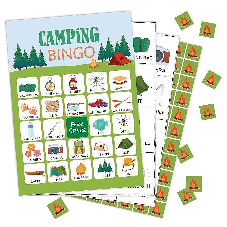 Amazon.com: Camping Bingo Cards, Camp Adventure Bingo Game, Camp Birthday Party Game, Outdoor, Indoor, Family Travel Group Activity - 24 Players/03luying : Toys & Games amazon-com-camping-bingo-cards-camp-adventure-bingo-game-camp-birthday-party-game-outdoor-indoor-family-travel-group-activity-24-players-03luying-toys-games