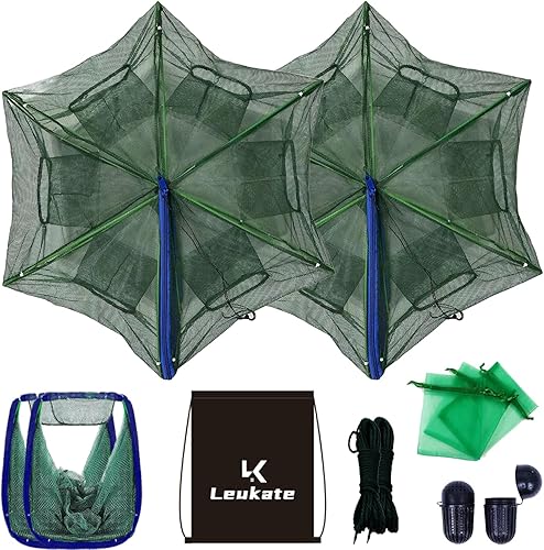 Collapsible Fishing Bait Trap - Foldable Fishing Trap Net for Minnow, Crab, Crayfish, Shrimp - Easy to Use Cast Trap Net Dip Cage