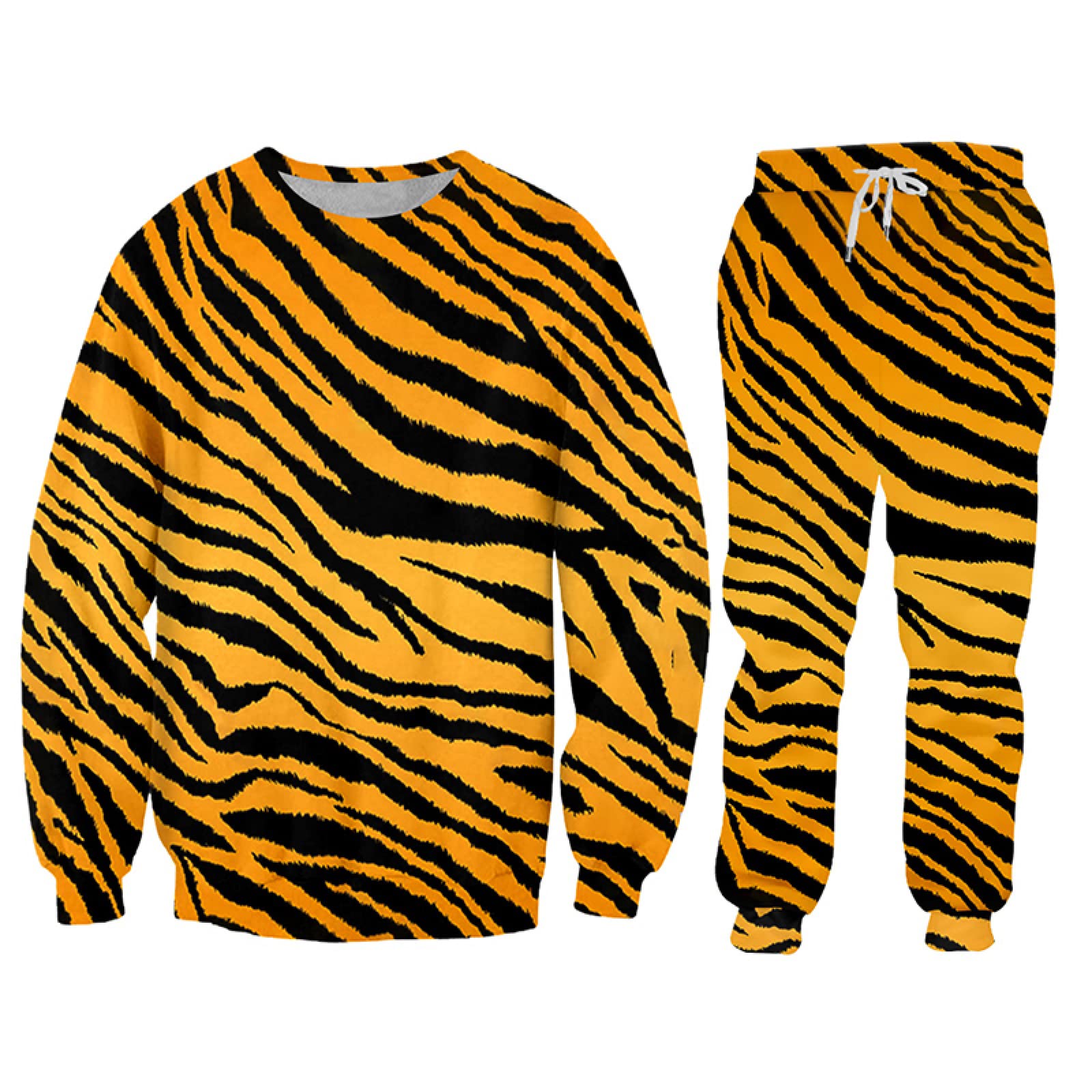 Men's Suits Casual 2 Piece Set Animal 3D Tiger Stripe Print Jogging Pants And Hoodies Oversize Tracksuit