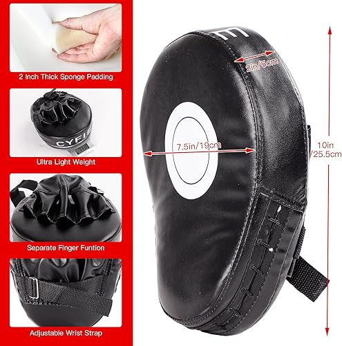 Vista 5 de CYFIE Juego de Boxeo para Niños – Manoplas de Golpeo y Almohadillas de Patada 2 en 1 para Karate, Muay Thai, Taekwondo – Equipo de Entrenamiento