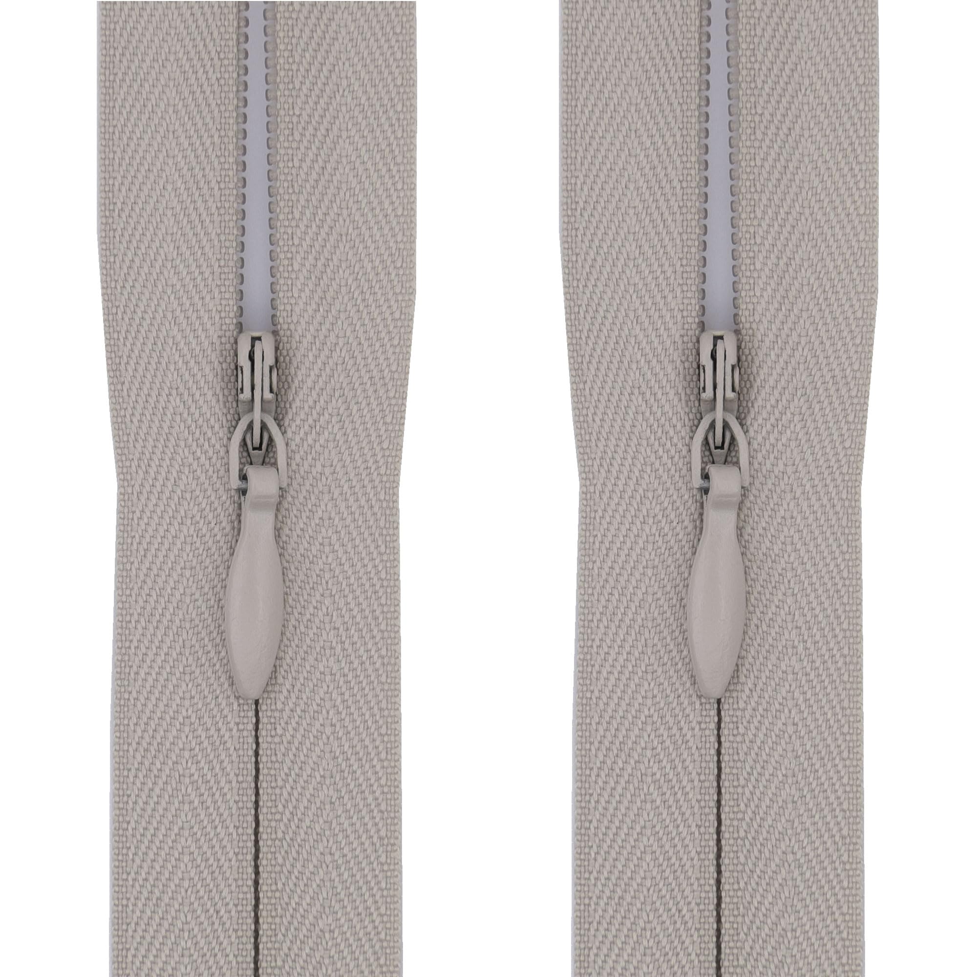 #3 Invisible Zips, 2 Pack, 9 Inch, Mushroom Grey