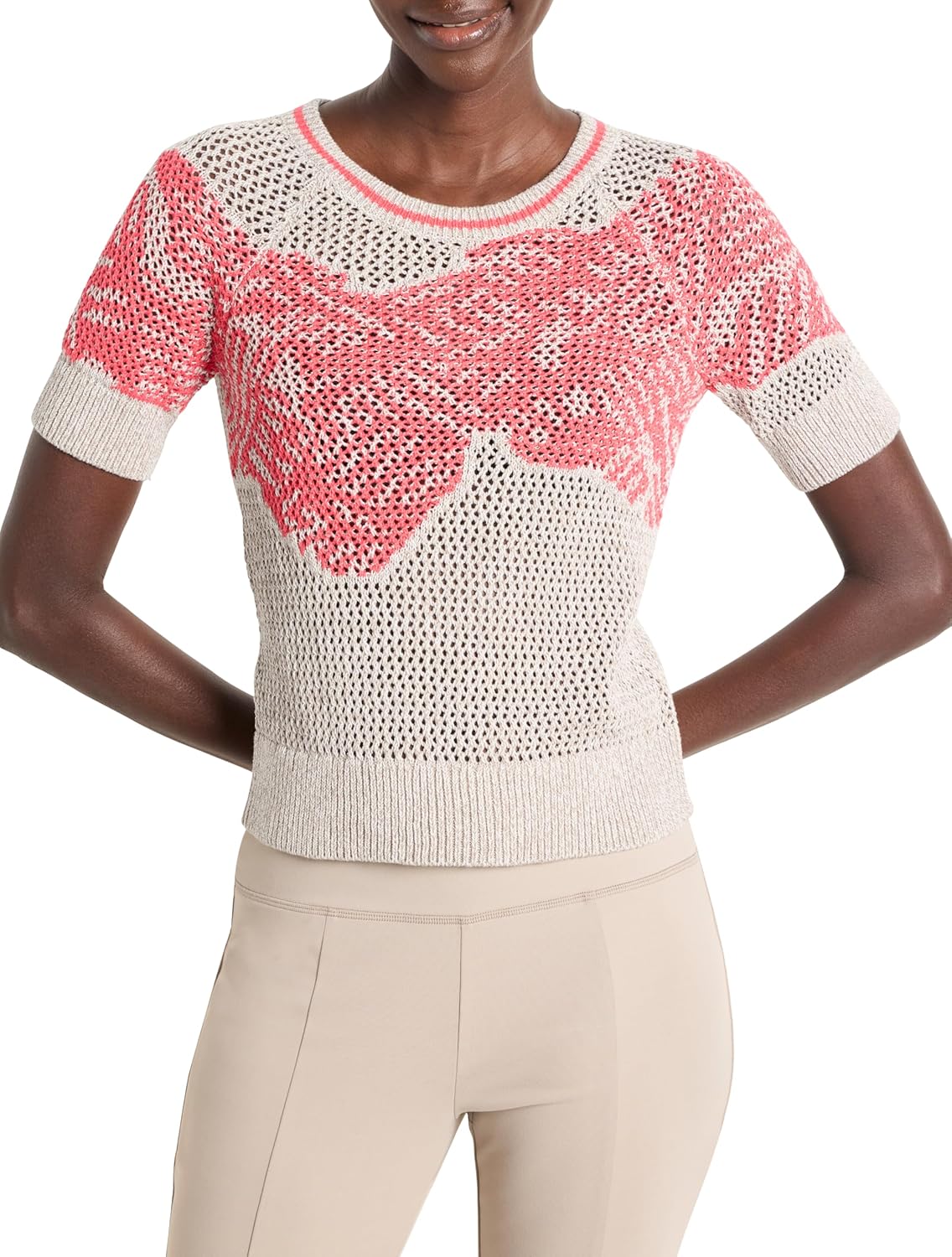 NIC+ZOE Women's Dancing Mesh Elbow Sleeve Sweater