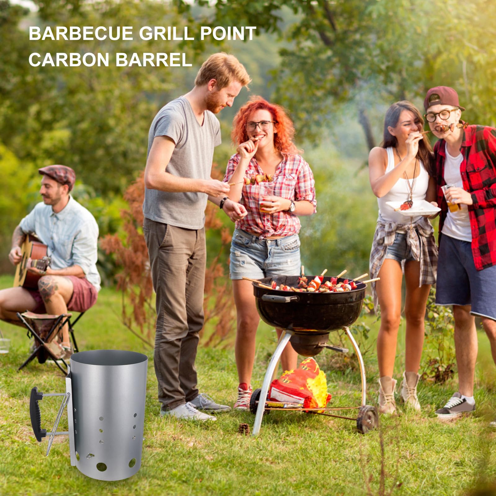 Ciminiera Accendifuoco per Barbecue in Acciaio Zincato Eccellente Circolazione Aria e Fori di Ventilazione Spaziosi per Uso Esterno BBQ