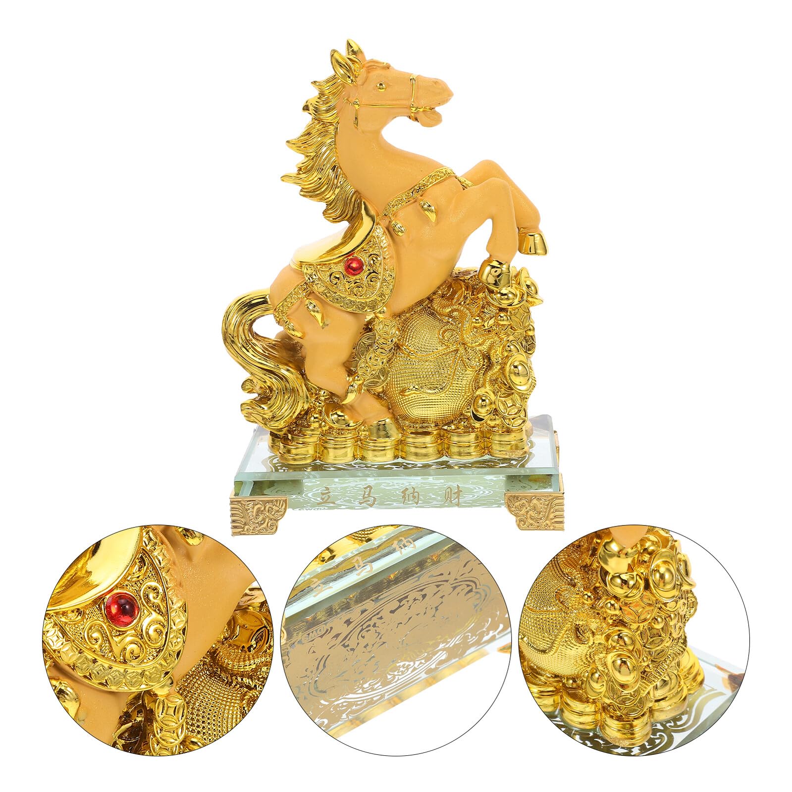 Generic Koń figurka zodiaku rok dekoracja na biurko szczęście statua ozdoba na deskę rozdzielczą samochodu Feng Shui figurka zwierzątko