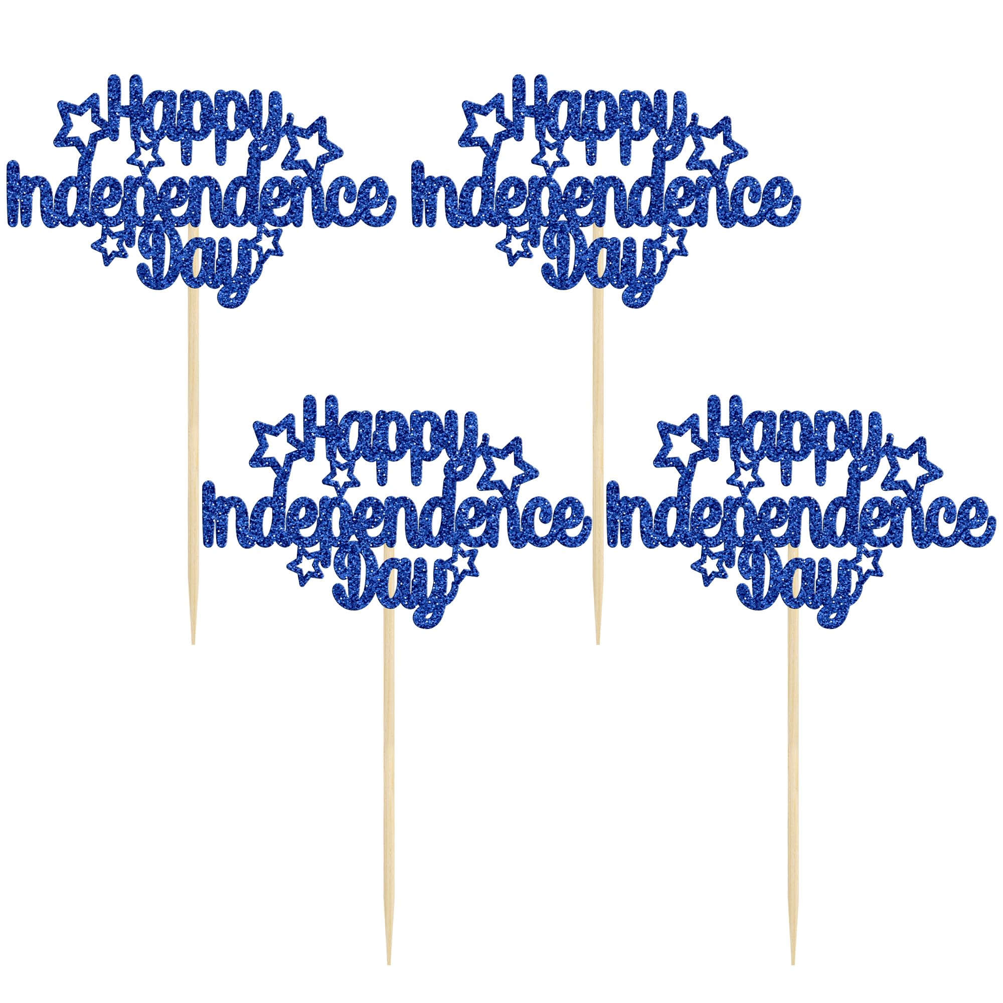 4. Juli Cupcake Topper Set – 36 Stück, Rot Glitzernd, Für Unabhängigkeitstag & Patrioten-Partys