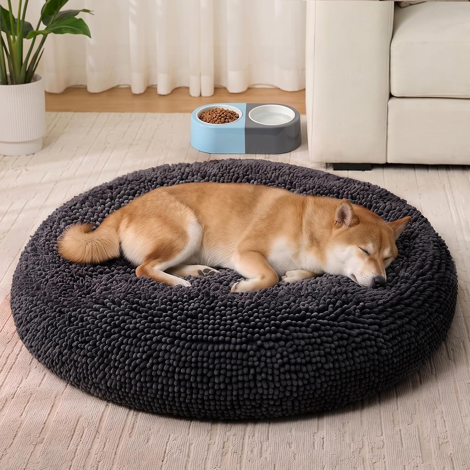 WNPETHOME Washable Round Medium Dogs Beds for Medium Dog Comfy Sleeping 35"