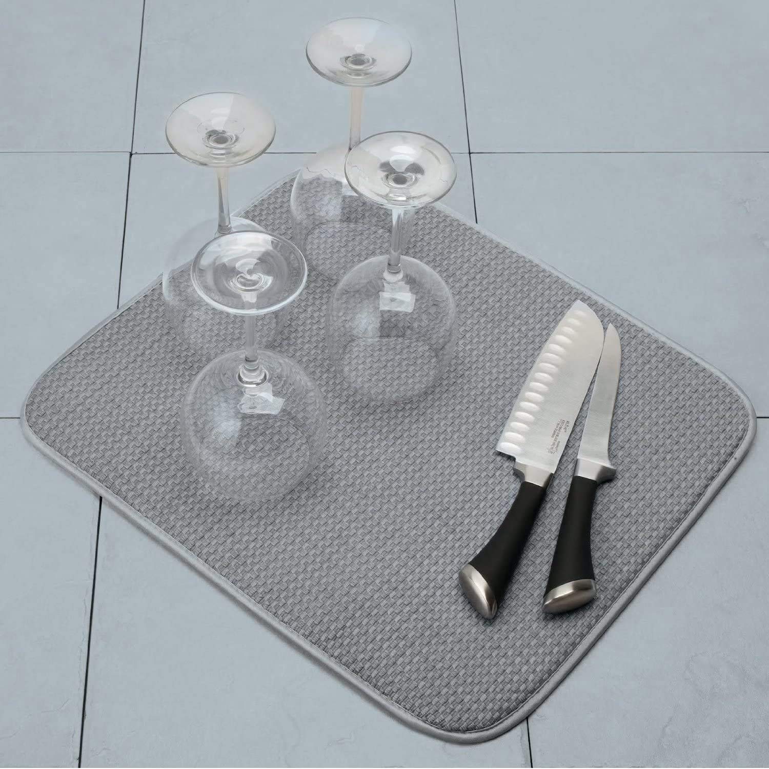 Norpro 16 by 18-Inch Microfiber Dish Drying Mat, (Gray, Set of 2 (16 x 18 Inch))