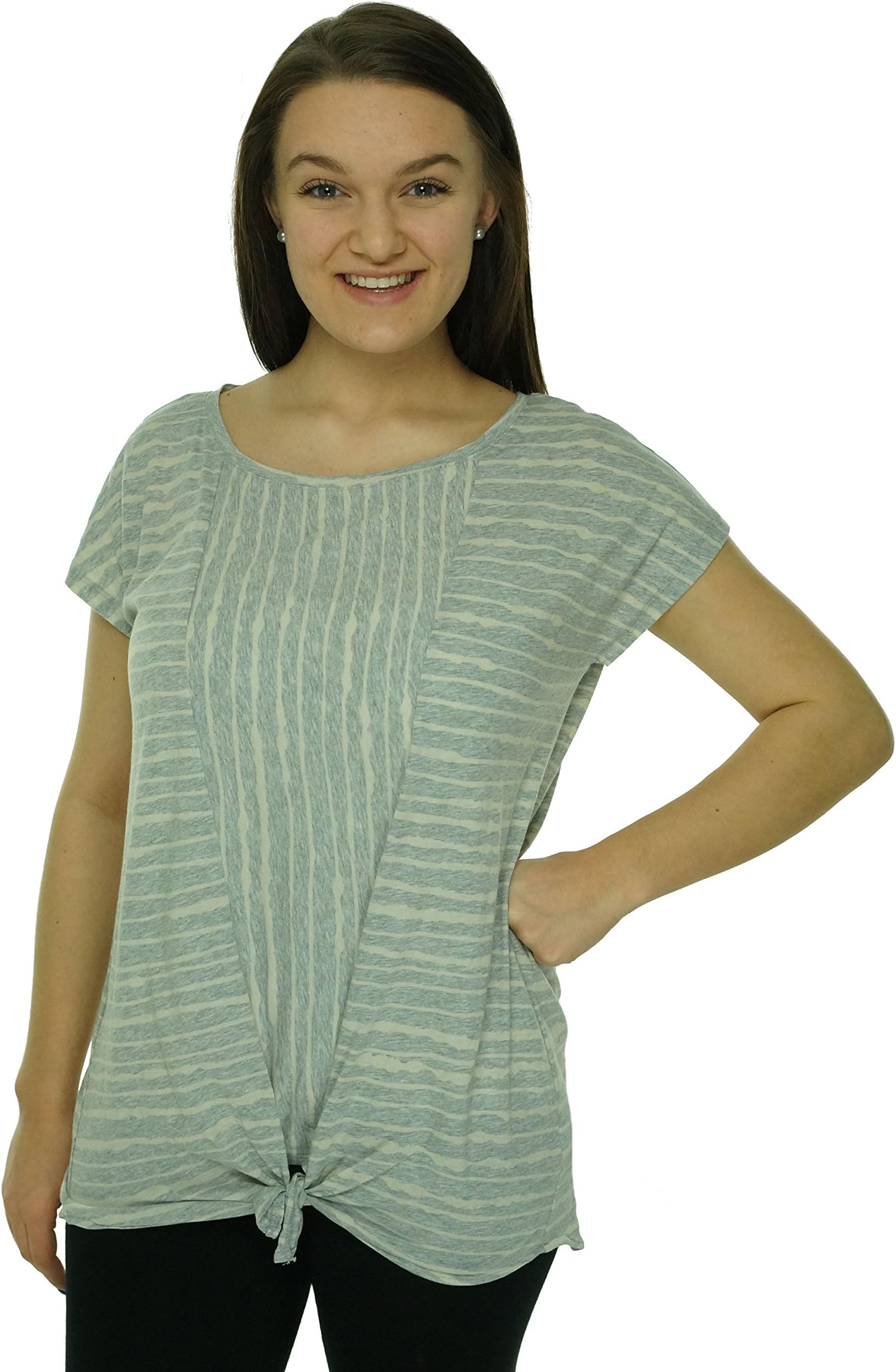 DKNY Jeans Women's Painted Stripe Tie Front Hem Top