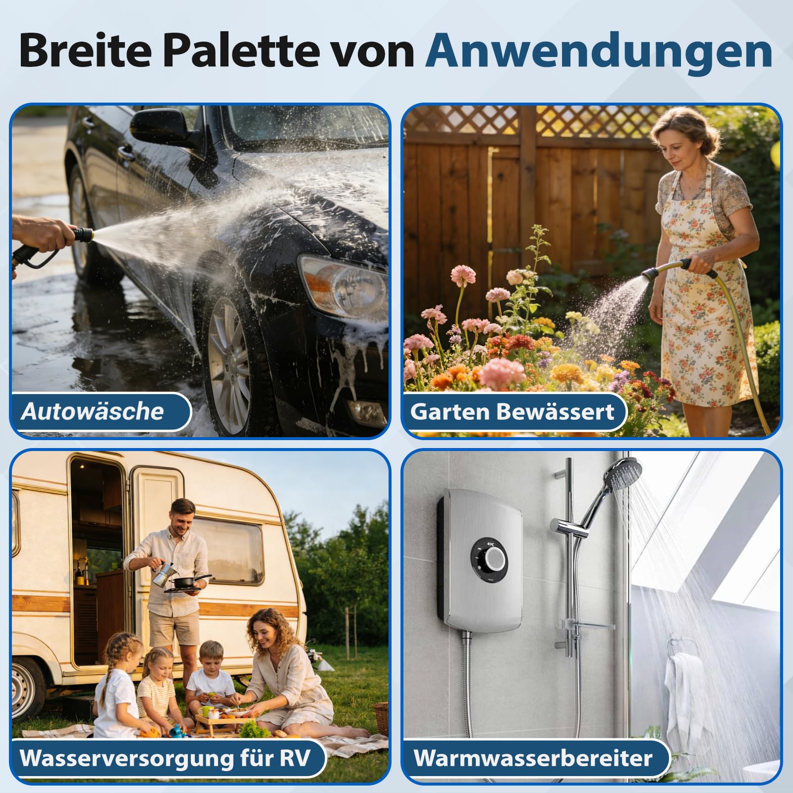 Membran Wasserpumpe 12V, Wasserpumpe Wohnmobil Druckwasserpumpe | Diaphragm Pump DC 20,8 LPM mit Maschenfilter, Arbeitsdruck 40 PSI, Leistung 180W Strom 12A, Wasser Pumpe für Camping RV, Boot