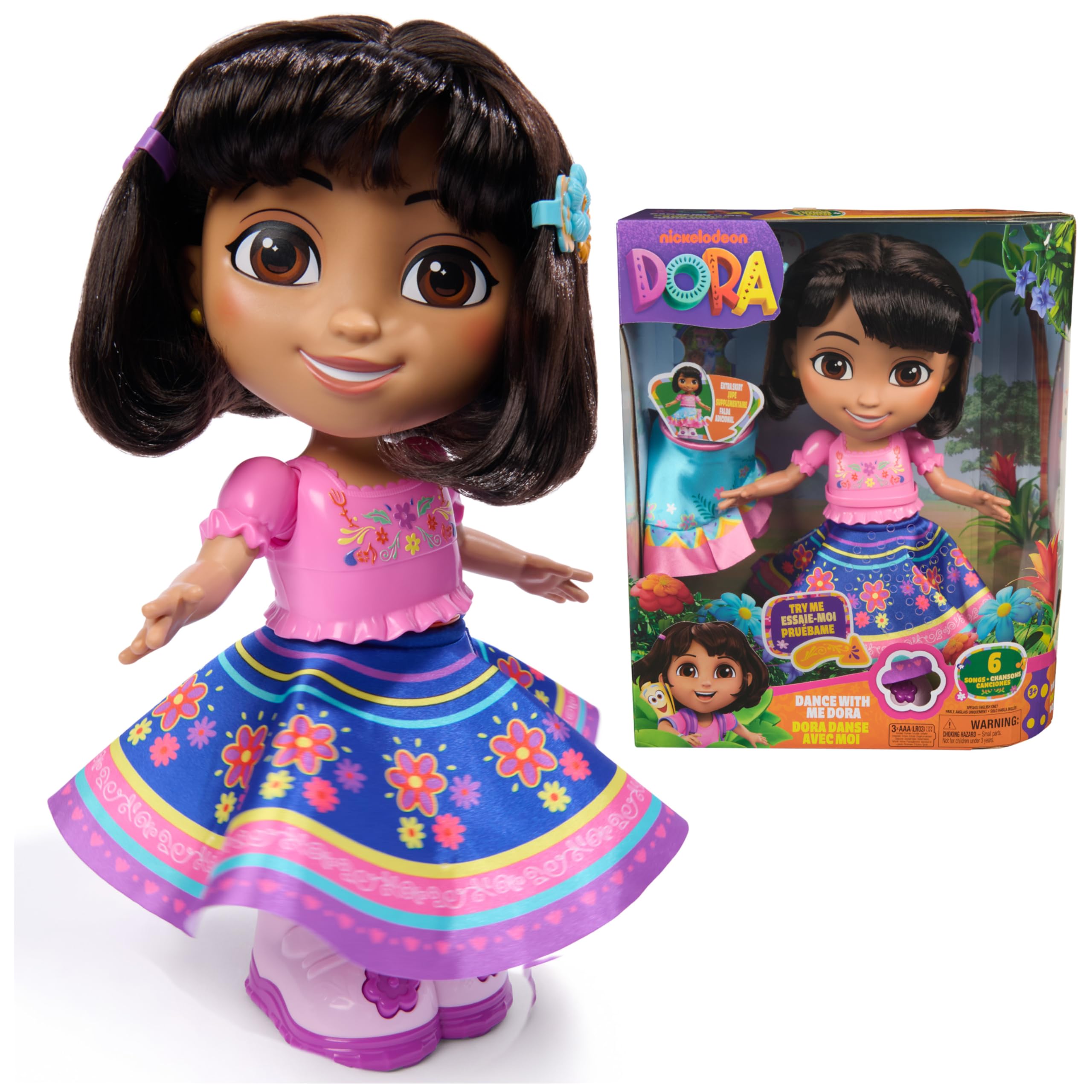 Dora, Dance with Me Dora, Interactive Dancing Doll with 2 Skirts
