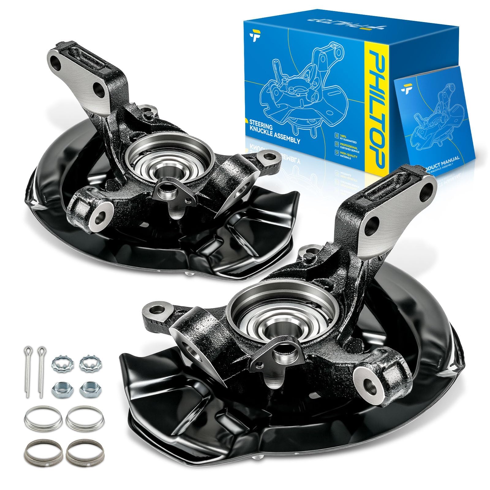 PHILTOP Front Steering Knuckle & Wheel Bearing Hub Assembly Fit for Toyota Camry 1997-2001,2PCS Passenger and Driver Side Replaces 698472/698473-image-46