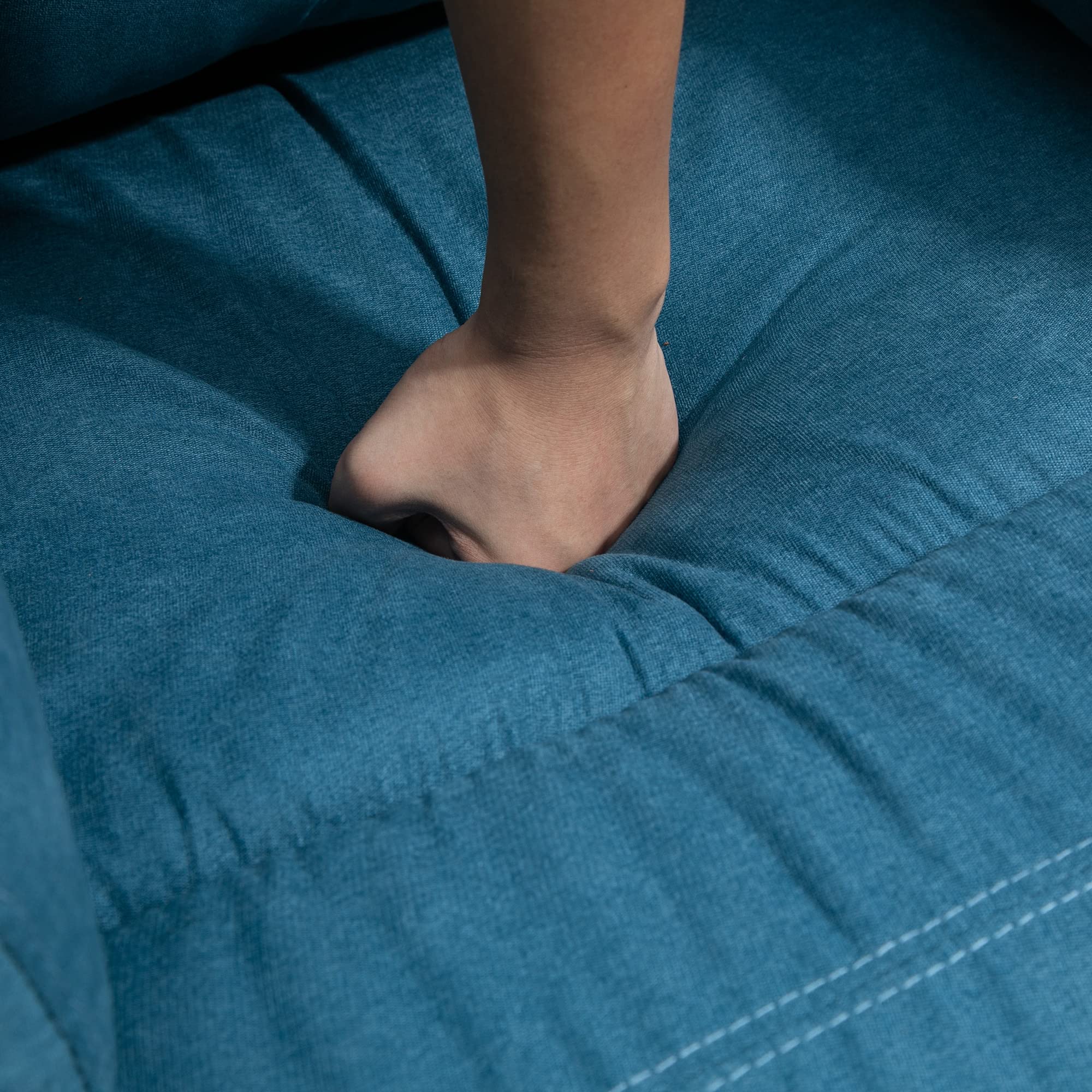HOMCOM Fauteuil releveur électrique, Fauteuil Relax électrique avec Repose-Pied, Dossier inclinable, télécommande et Poche latérale Charge 120kg Tissu Aspect Lin Bleu