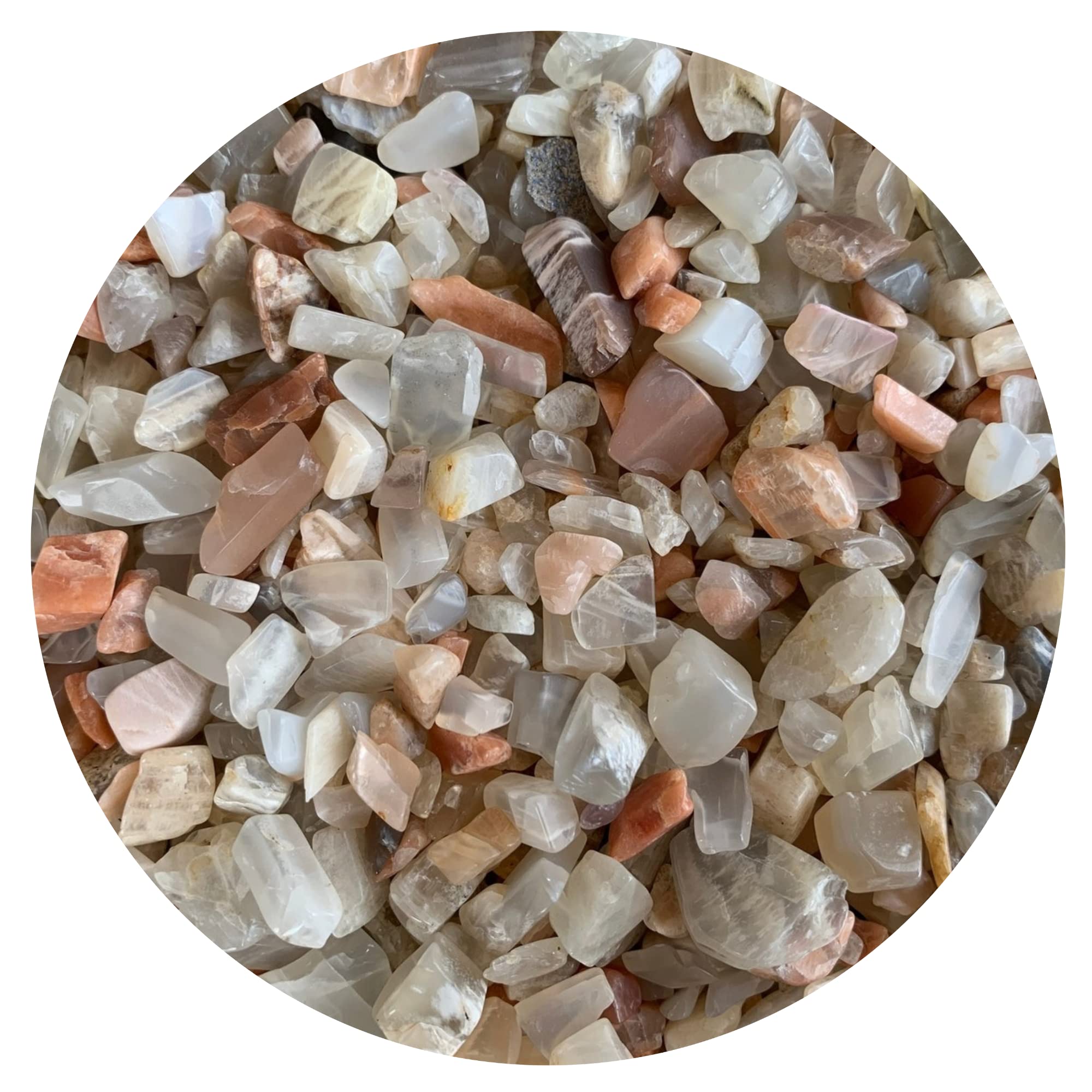 Natural Moonstone Gemstone Chips, Semi-Tumbled Mini Stones, Undrilled Crystal Pieces, 2 Oz Lot