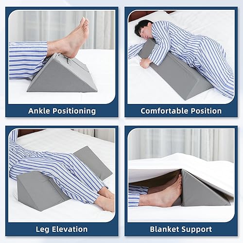 Miniatura 6 de TYYIHUA Almohada de cuña de 34 pulgadas para dormir de lado, entrenamiento para dormir de lado con almohada de cuña pequeña desmontable, cuña de