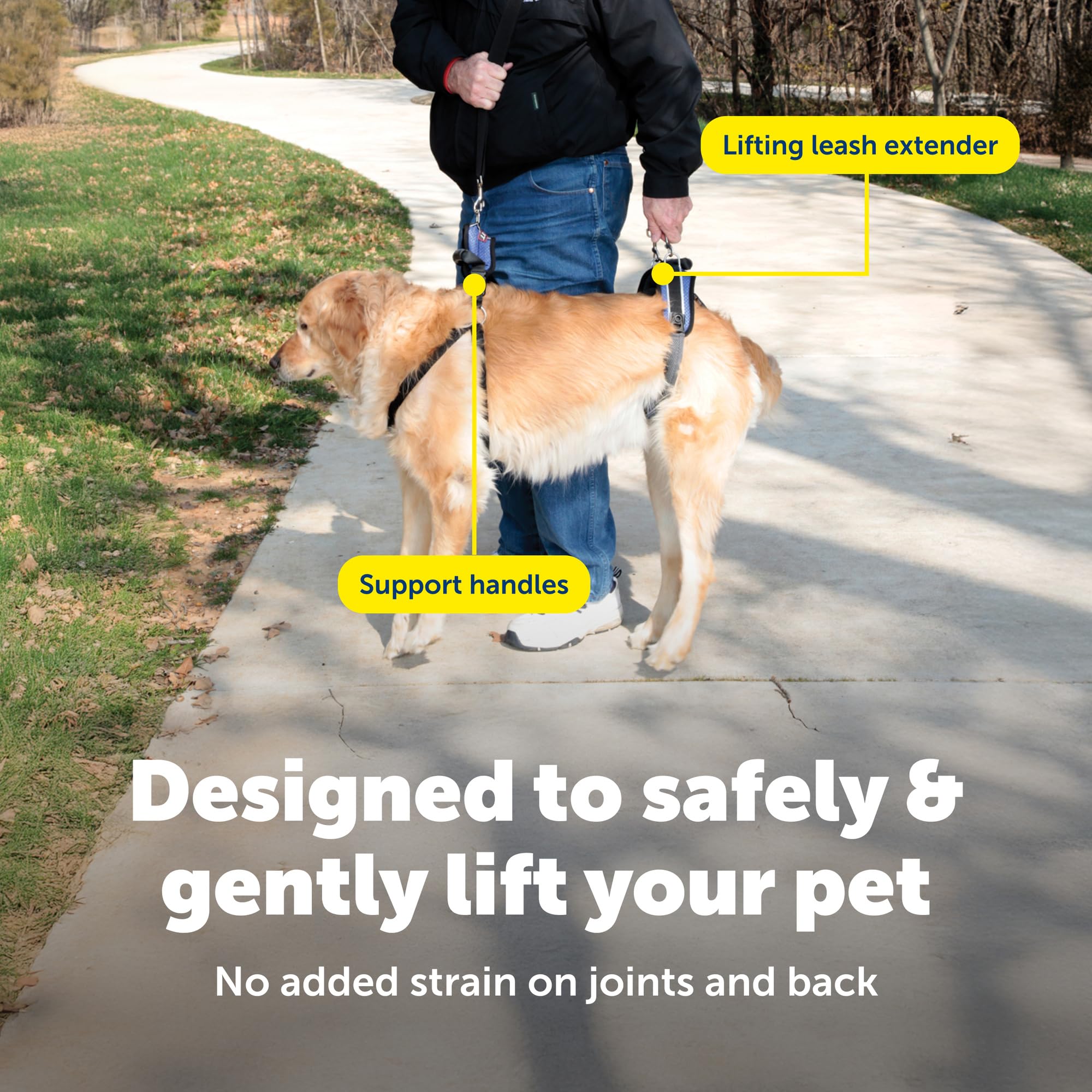 PetSafe CareLift - Arnés de Apoyo para Levantar el Cuerpo Completo con asa y Correa para el Hombro, Ideal para la Movilidad de Mascotas y Perros Mayores, Material cómodo y Transpirable, fácil de