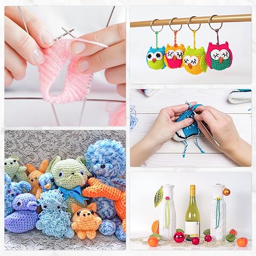 Miniatura 6 de Yinsun Kit de ganchillo con 24 hilos para principiantes, juego de ganchillo con accesorios de almacenamiento de hilos, hilo para ganchillo y tejido,