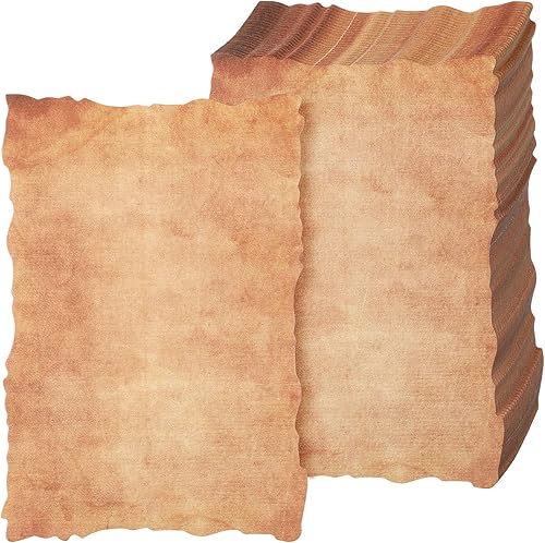 Harloon 100 piezas de papel de acuarela de algodón vintage de aspecto antiguo, cartulina en blanco de 7.05 ozm de grosor con borde anticuado, papel