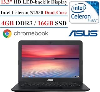 Asus C300MA 13.3 inch Chromebook Laptop, Intel N2830 2.16GHz Dual-Core, 4GB DDR3L, 16GB Solid State Drive SSD, 802.11n, Bluetooth, USB 3.0, HDMI, Chrome OS (Renewed)