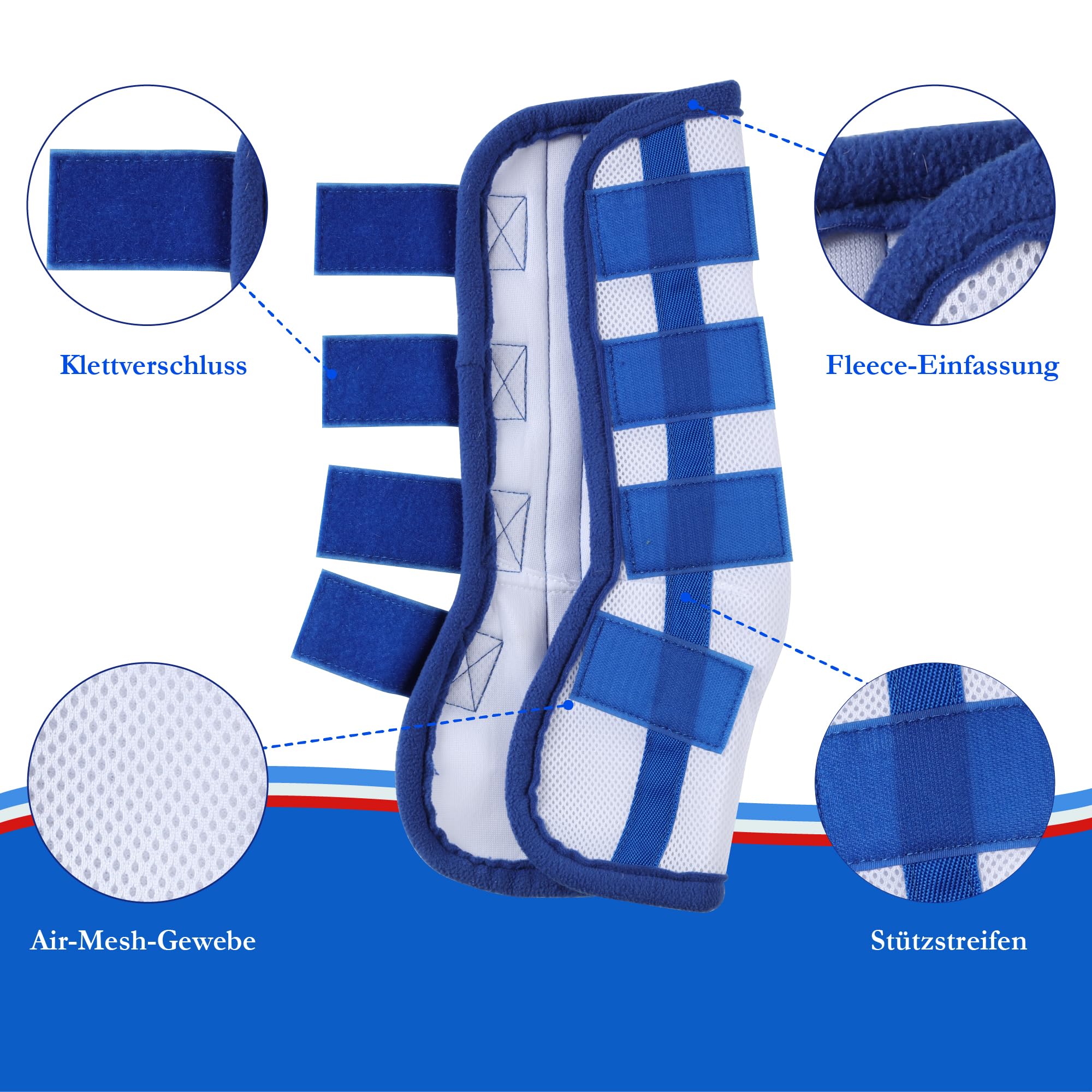 Set di 4 ghette anti-mosche per cavallo, protezione efficace contro freni e zanzare, ghette in rete traspirante, regolabili con chiusura in , per zampe anteriori e posteriori