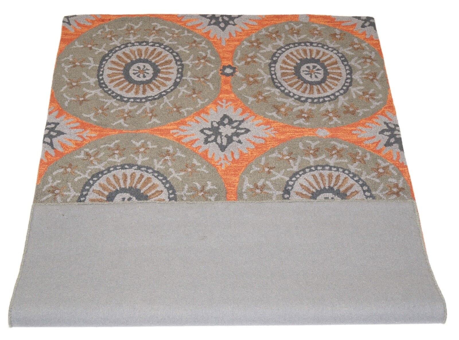 Wollteppich Grau Orange 150 x 240 cm 100% Wolle handgetuftet