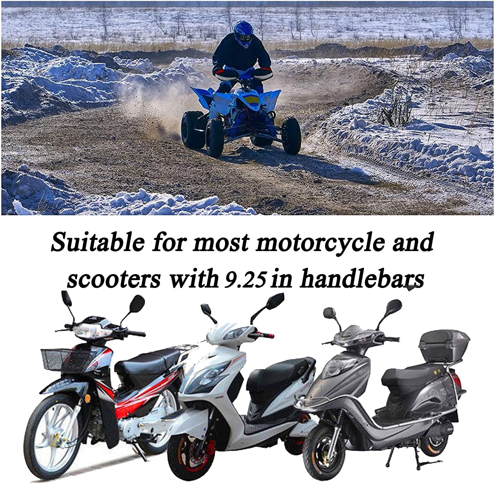 Rękawice na kierownicę Rękawice Kierownicze Motocyklowe, Zimowa Wiatroszczelna/Wodoodporna I Ciepła Pokrywa Kierownicy, Uniwersalne Motocyklowe Super Mufki(Size:40CM)