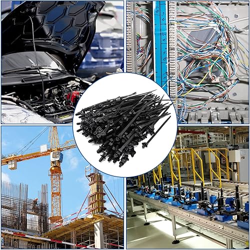 Miniatura 8 de YuGtcen 130 bridas de cremallera de varios tamaños, bridas universales de nailon para montaje a presión, bridas negras con autobloqueo, bridas