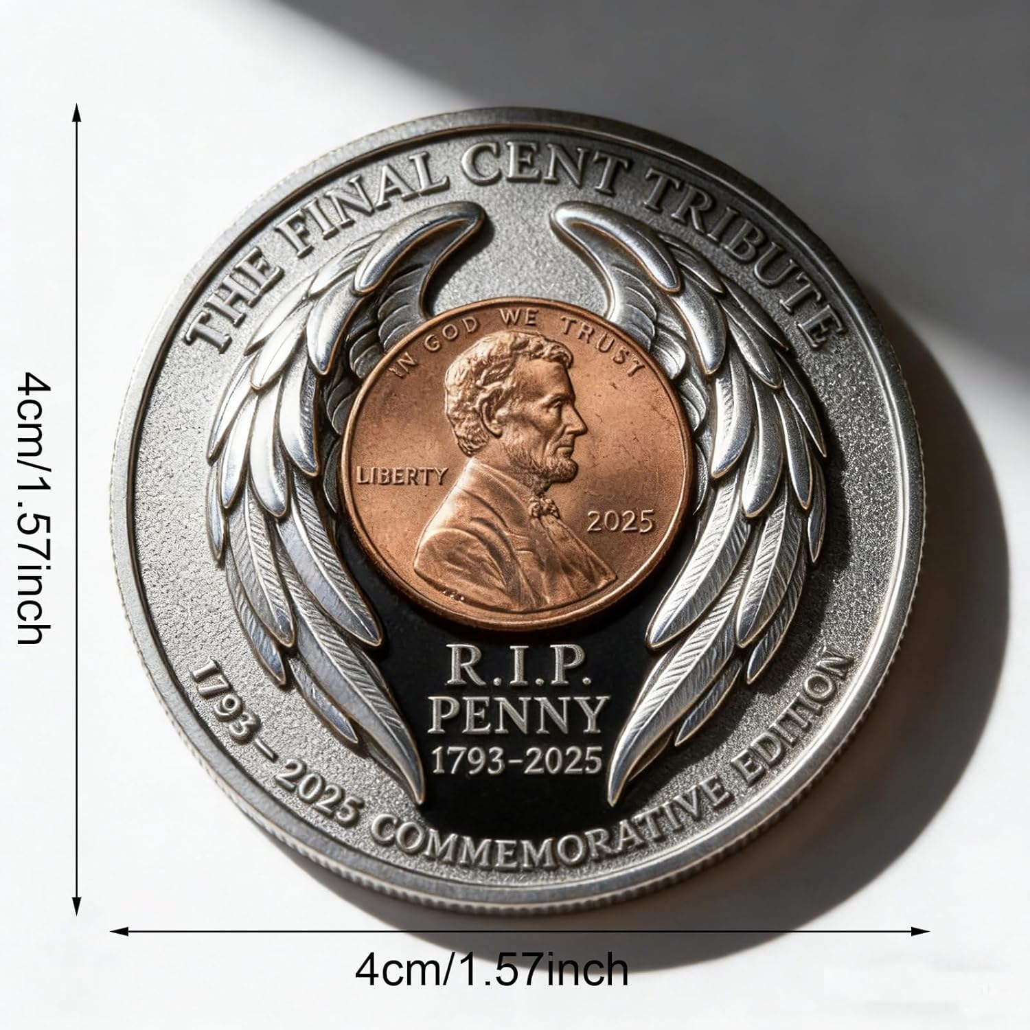 2025 New Final Cent Tribute Coin, Final Cent Tribute Coin The Last Commemorative Penny – 3D Engraved Memorial Coin Honoring 232 Years of U.S. Cent History, Display Keepsake for Coin Collectors (G)