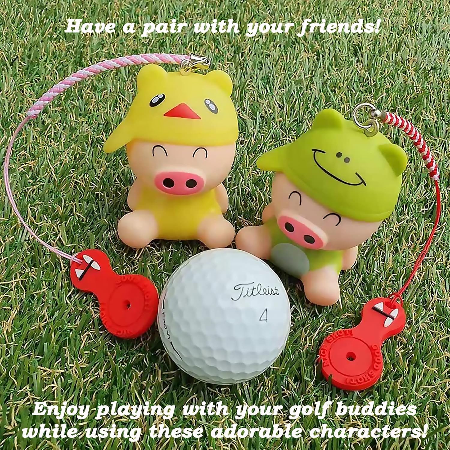 review U1-Golf Tee Pig Friends Golf Tee Hanger 4 Types 1 Set Golf Tee Holder Golf Accessories