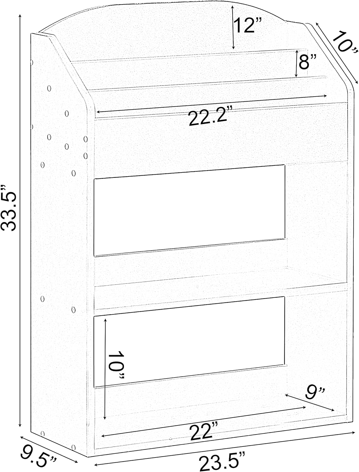 Basicwise Black Modern Wooden Storage Bookcase with Shelf, Playroom Bedroom Living and Office, (QI004151.BK)