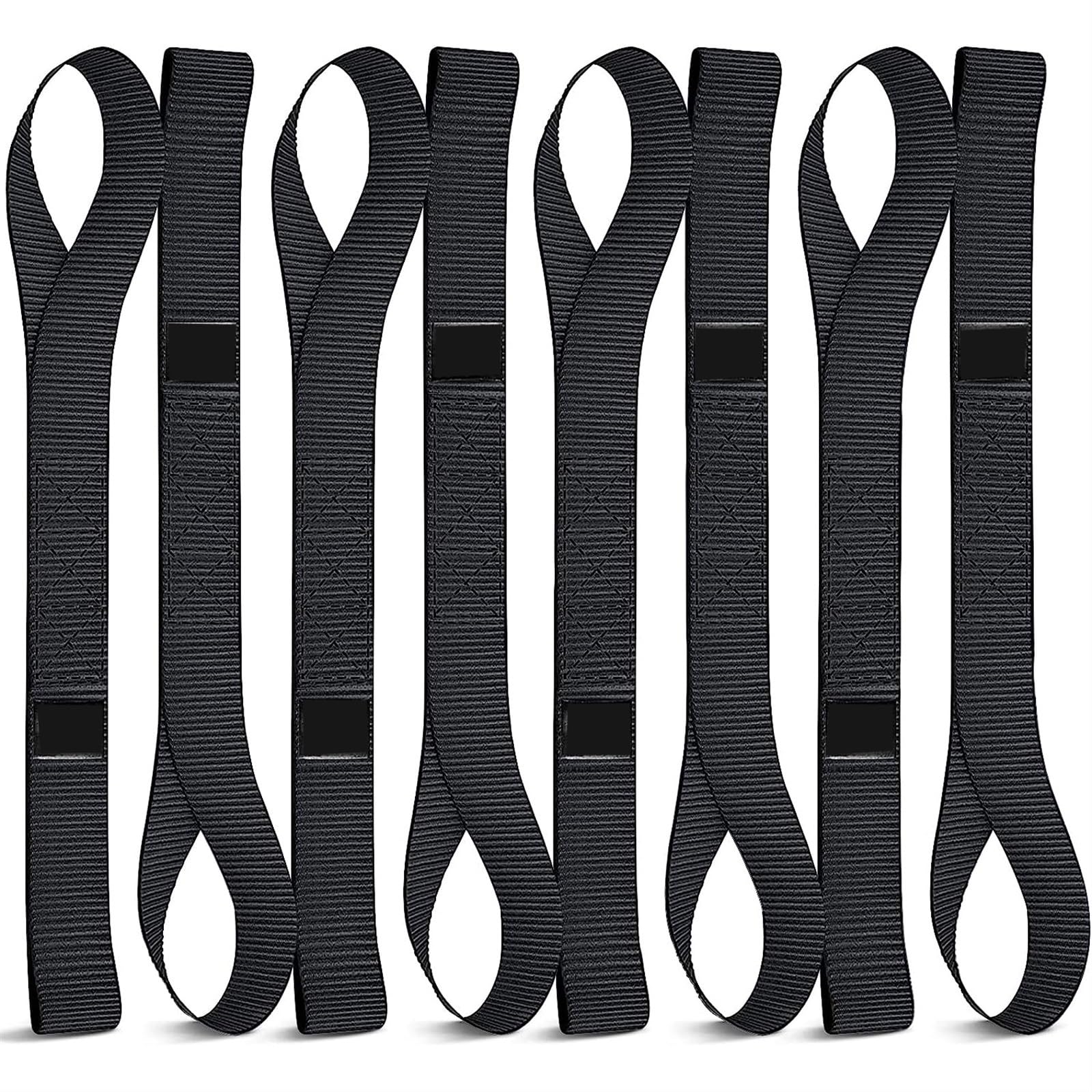 THE WHITE SHOP 8PK Soft Loop Motorcycle Tie-Down Straps, 1.6 x 17inch 10000LB Break Strength, Heavy Duty Tie Down Loops for Securing Dirt Bike, Lawn & Garden Equipment (Black)