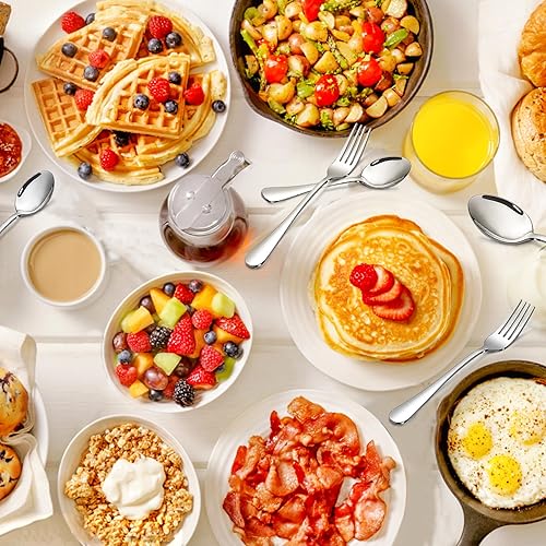 Miniatura 7 de Juego de cubiertos de 24 piezas con cuchillos para carne, juego de cubiertos negros para 4, juego de cubiertos de acero inoxidable de grado