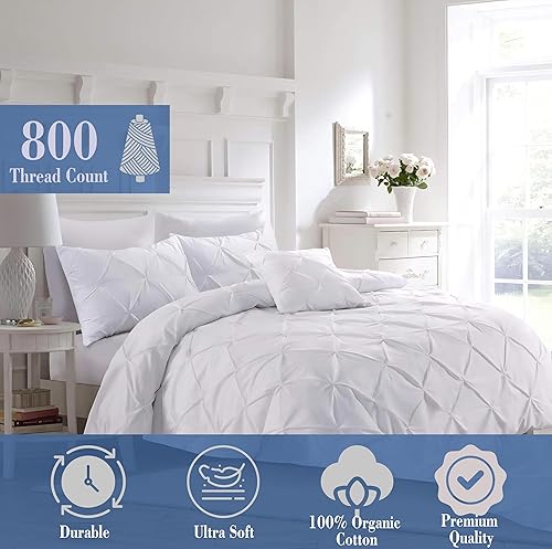 Miniatura 11 de Juego de funda de edredón tamaño King 100% algodón egipcio transpirable Funda de edredón con cierre de cremallera y lazos en las esquinas 600