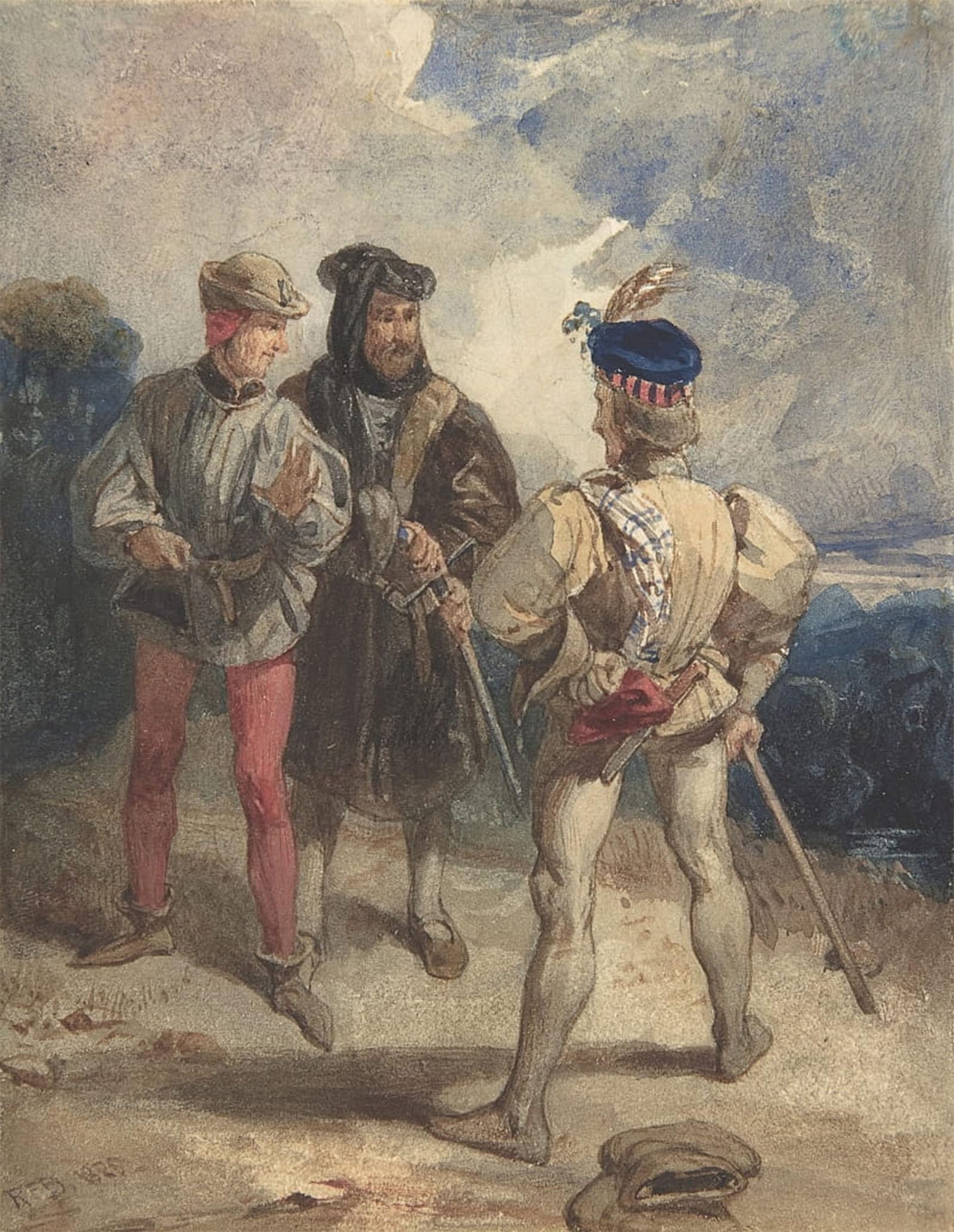 POSTERIIk Vintage Print Pop Art Landscape Artwork Quentin Durward and the Disguised Louis Xi Recto Study of Male Figure Verso by Richard Parkes Bonington Art Prints for Office Home Decor 60x90cm
