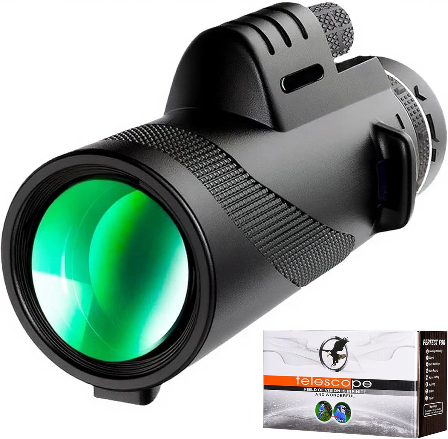 Monocular Telescope 80 x 100 High Powered Monoculars for Adults with Smartphone, for Hunting Wildlife Bird Watching Travel Camping Hiking, with Smartphone Holder & Tripod, Upgraded (Black)