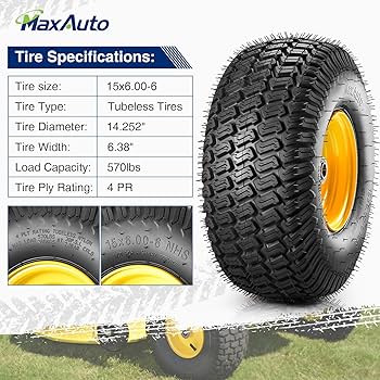 Amazon.co.jp: MaxAuto 15x6.00-6 タイヤとホイール、15x6.00-6